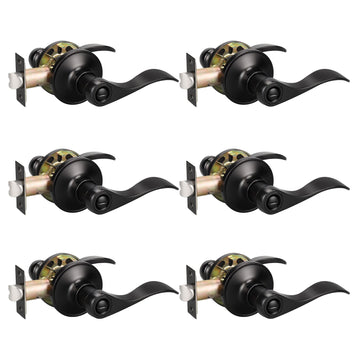 6 Pack Matte Black Door Handles Privacy Door Levers Bedroom/Bathroom Door Handles with Thumb Turn Lock Inside