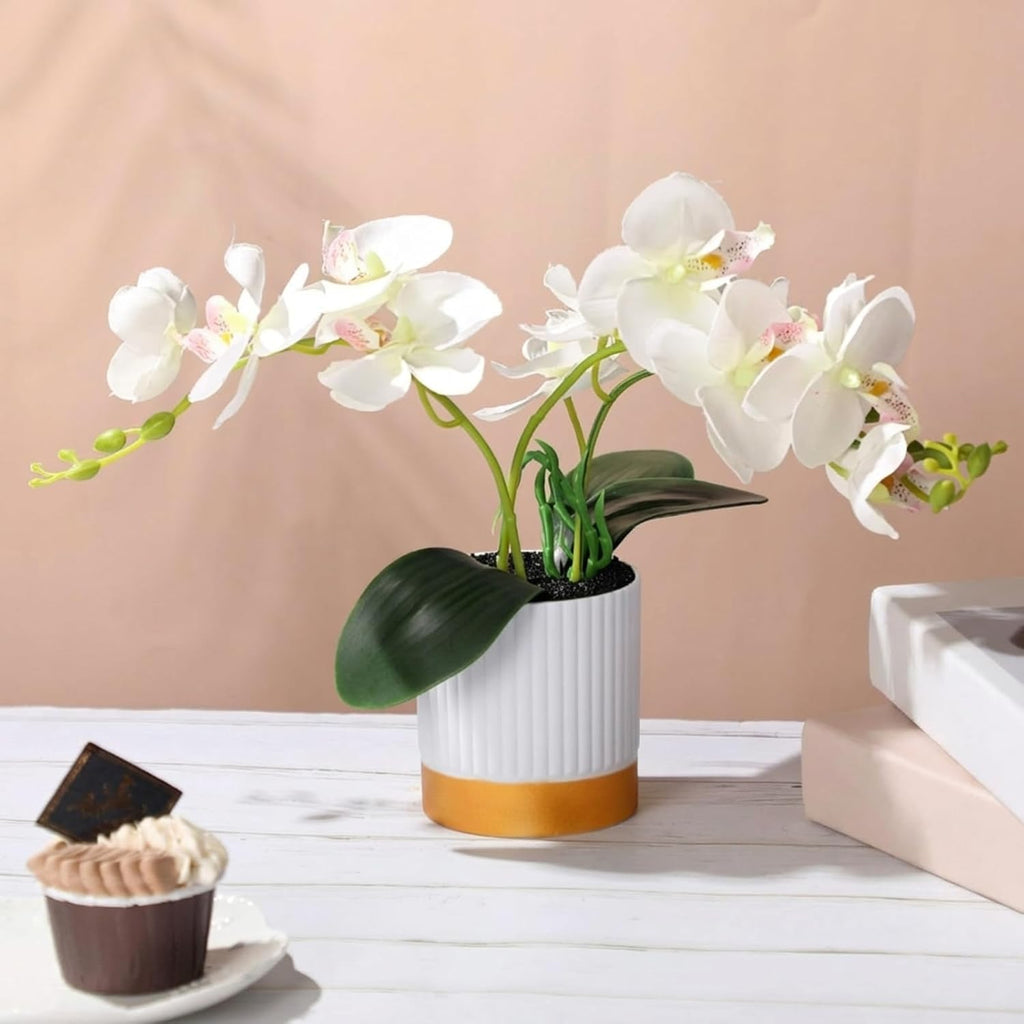 Orchid Artificial Flowers in Pot 15 Inches Artificial Orchid Flowers Phalaenopsis Potting Wedding Bathroom