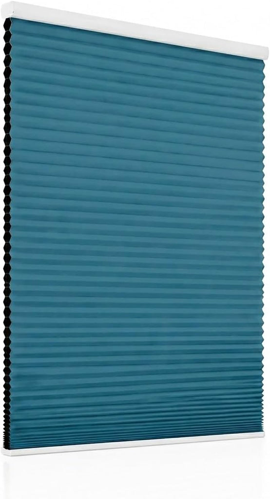 No Drill Blackout Cellular Shades, Cordless Honeycomb Blinds - Blue