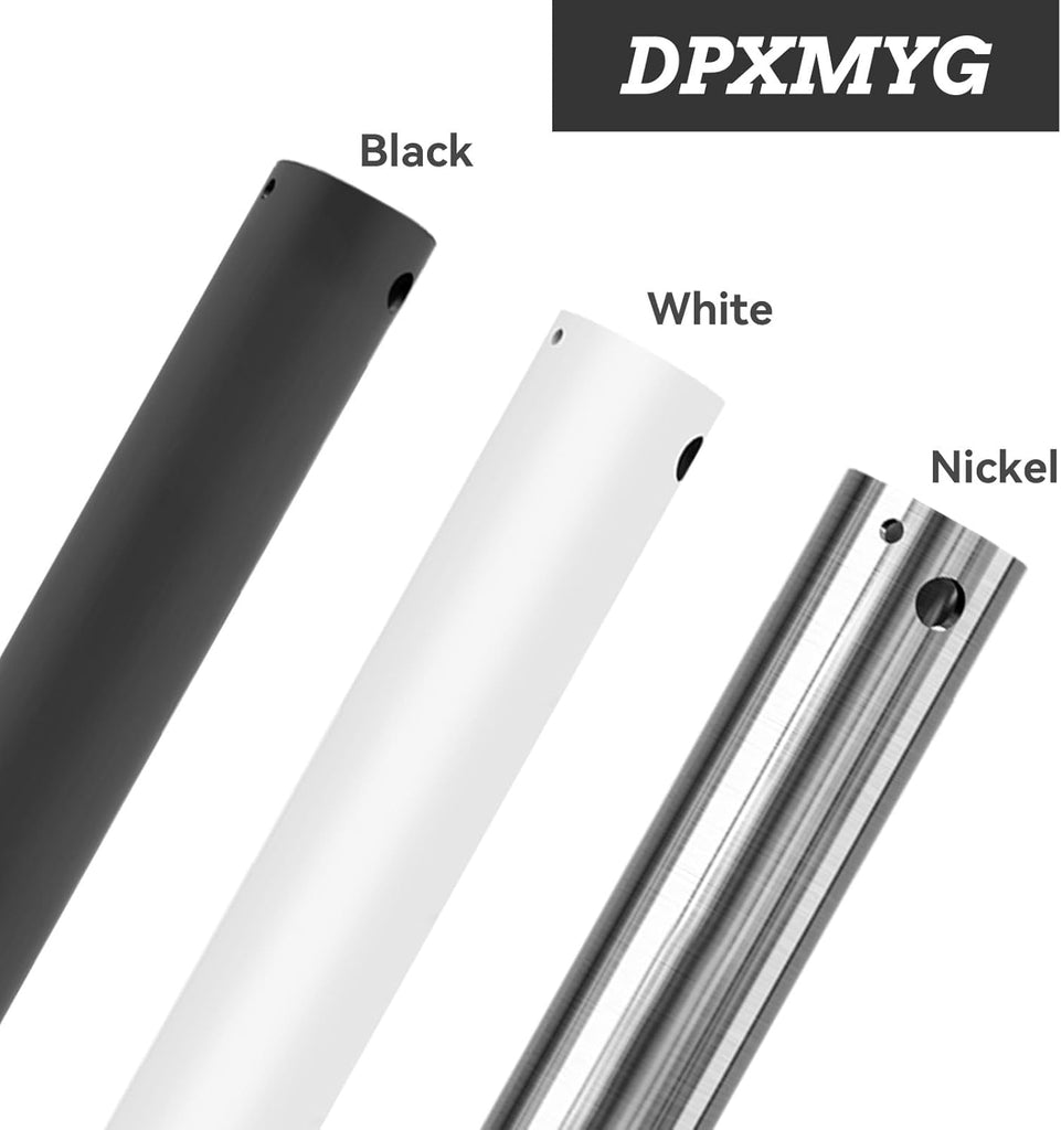 60 inch Ceiling Fan Downrod with Extension Cord, 5 FT White Downrod for Ceiling Fan, 1 inch Outside Diameter