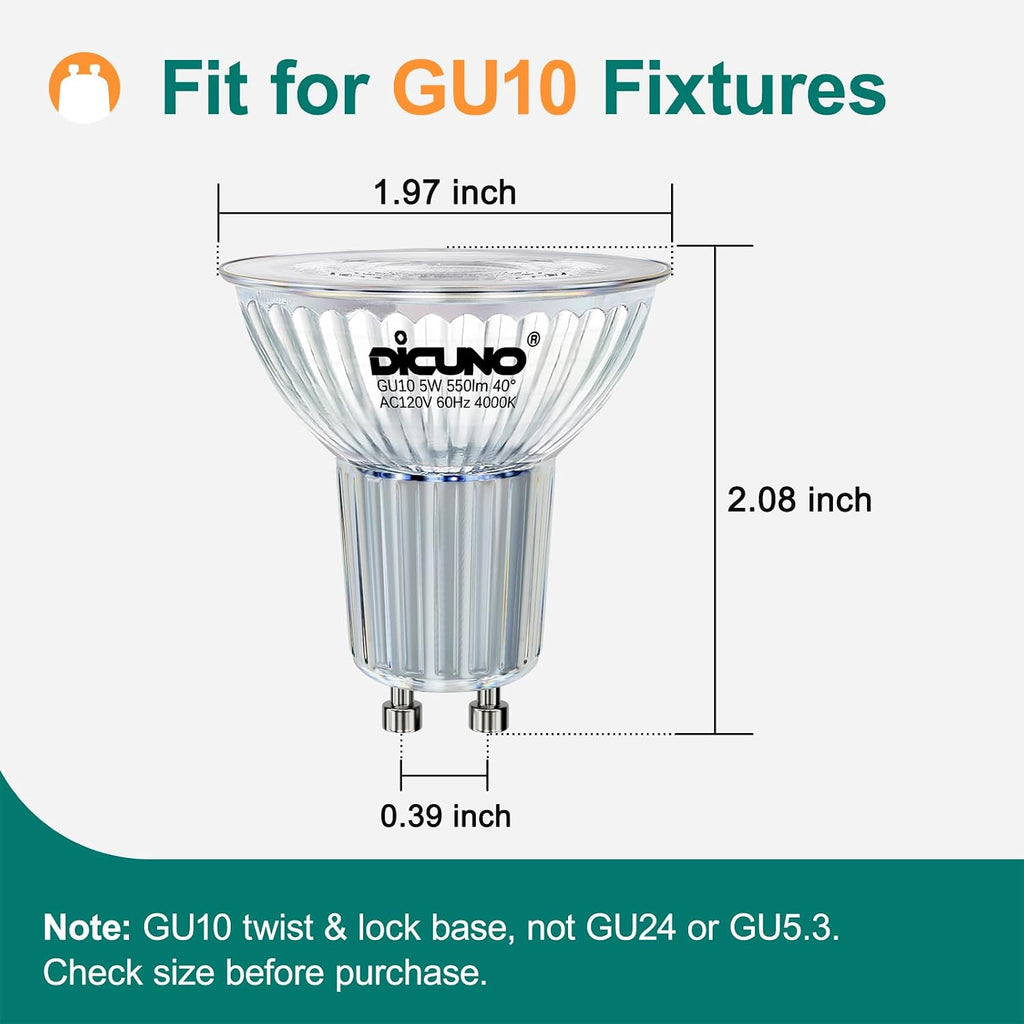 GU10 LED Bulb Dimmable, Natural White 4000, 40 Watt, 550LM