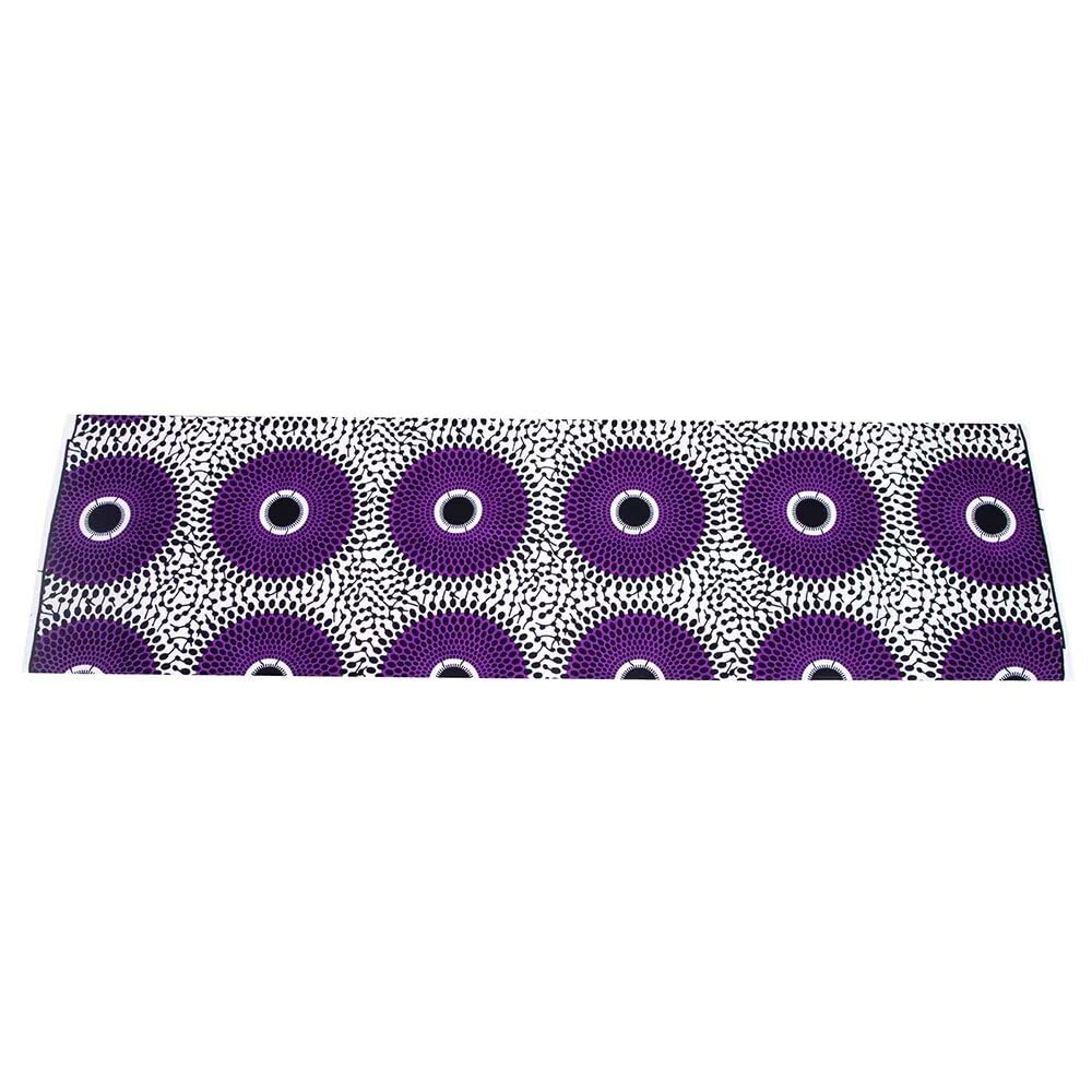 African Fabric 100% Cotton Purple White African Ankara Print Fabric 6 Yards One Piece 1542