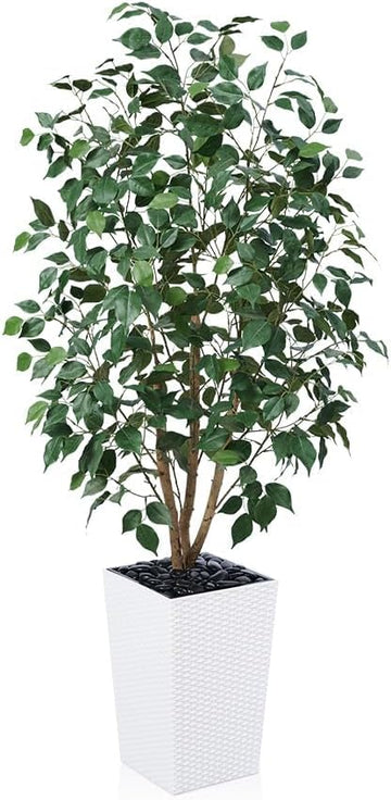 5ft Artificial Ficus Tree,UV Resistant Tall Faux Tree