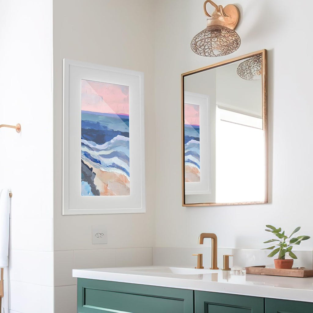 Concealed Medicine Cabinet 14×24 Recessed, Picture Frame Medicine Cabinet, Farmhouse White Wood Frame, 3 Shelves