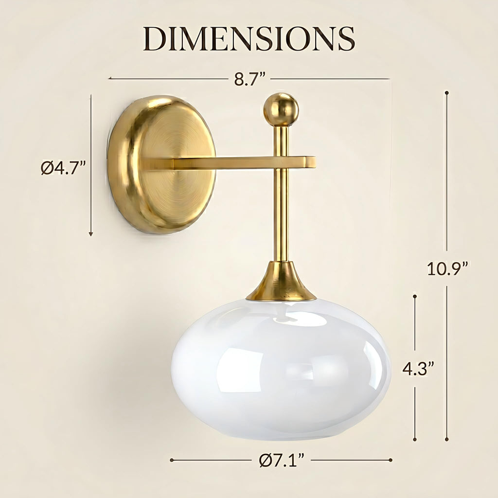 Battery-Operated Modern Brass Wall Sconce Set of 2, Wireless Rechargeable Wall Light with Remote Control, Milk Glass