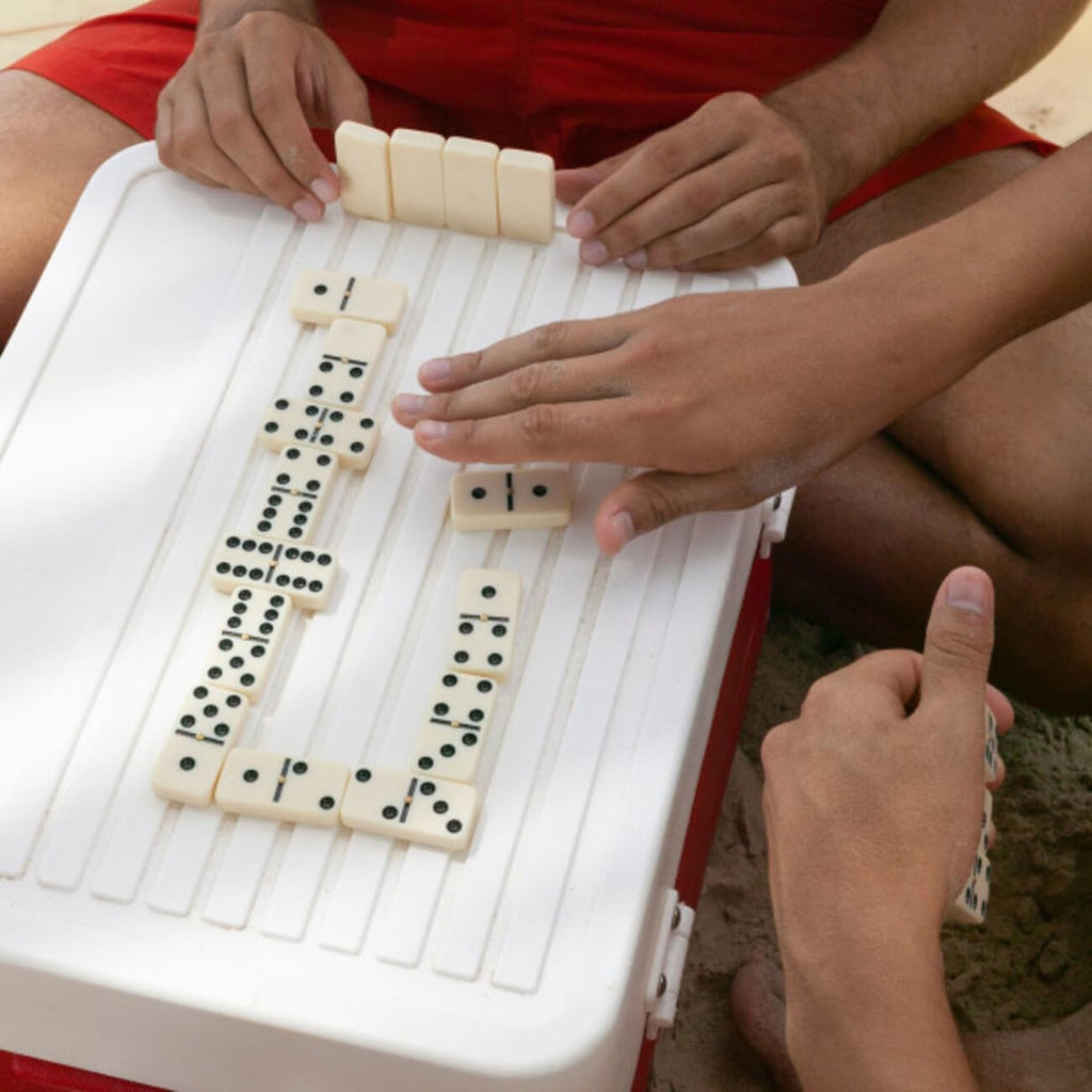 Domino Set with Wood Case - 55 Premium Double Nine Dominoes and Convenient Storage Box - Family Games by Trademark - Set of 55
