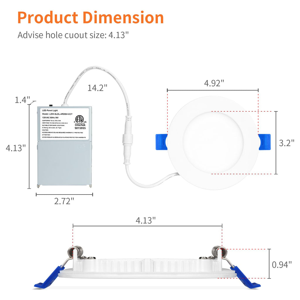 24 Pack 4 Inch 5CCT LED Recessed Lighting with Night Light, White