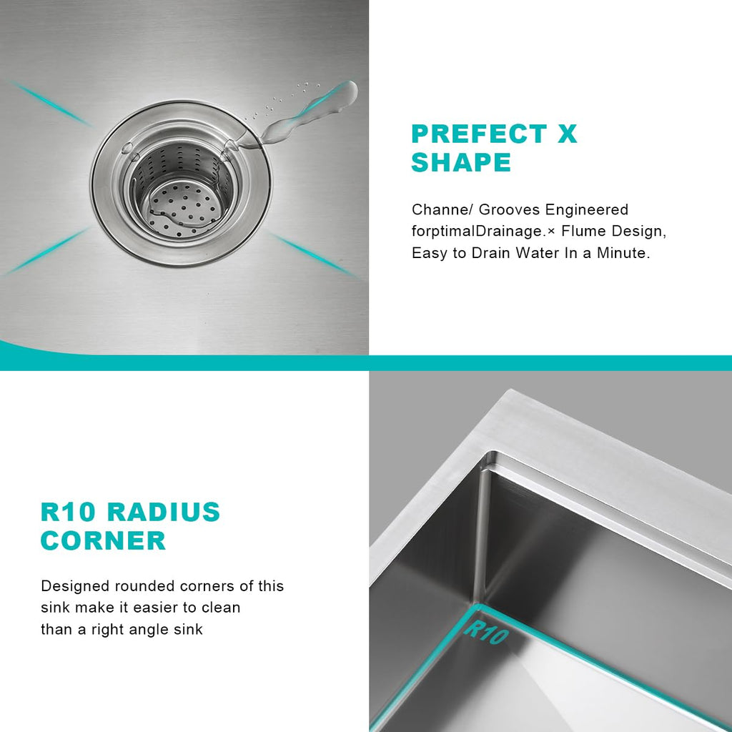 30"x18" Drop in Workstation Kitchen Sink with 2 Holes
