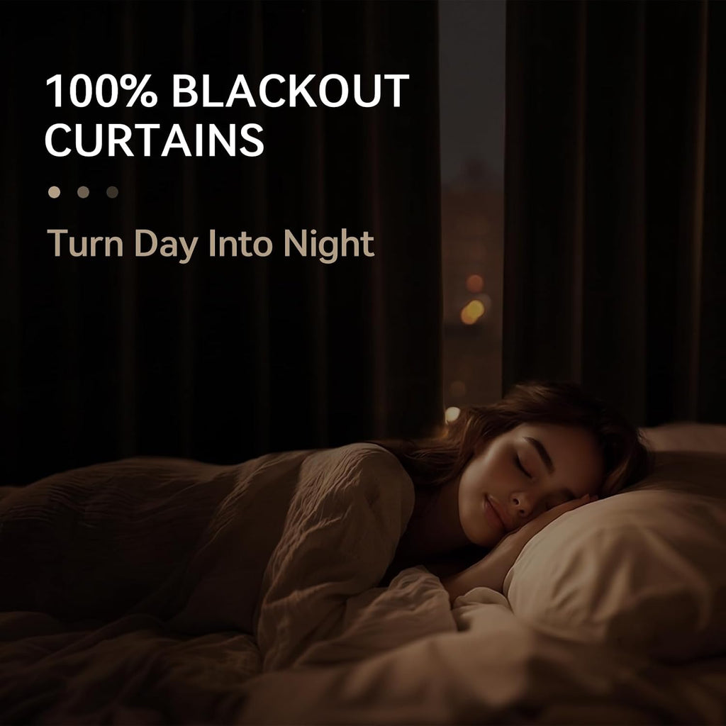 Linen Blackout Curtains for Bedroom 96 Inches Long, Back Tab/Rod Pocket Living Room Drapes, Thermal Insulated