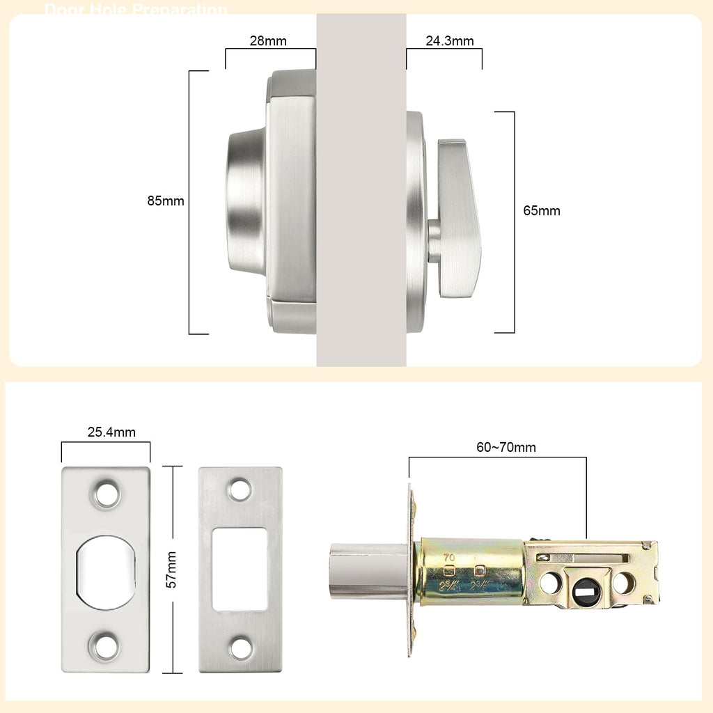 Front Door Lock Set Satin Nickel Door Handle Set, Entry Door Locksets with Deadbolt Single Cylinder Front Door Handle