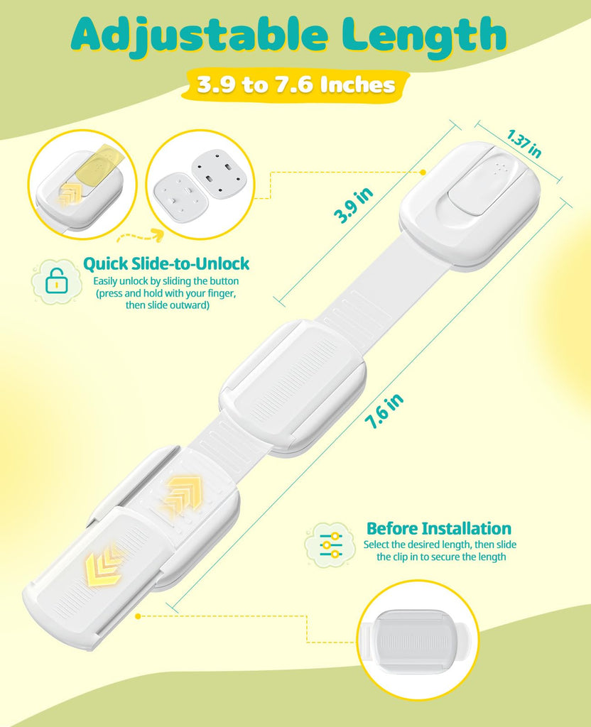 10 Pack Baby Proofing Cabinet Locks, Adjustable Child Safety Cabinet Straps
