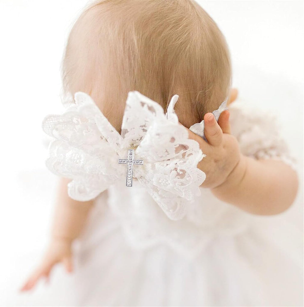 White Christening Baptism Baby Girl Outfits Dressup Accessories Gift 4 Pcs Headband Socks Shoes Sets