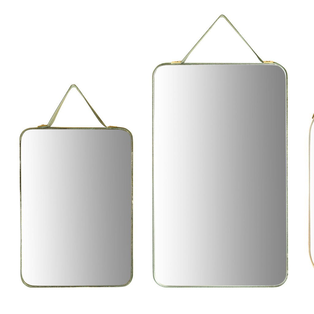 Various Velvet Edged Wall Mirrors, Multicolor, Set of 6