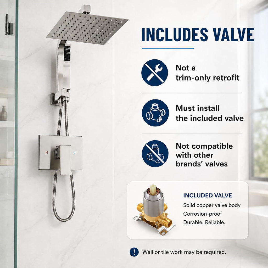 Shower Faucet Set with Handheld, 10" Rain Shower Head, Brushed Nickel