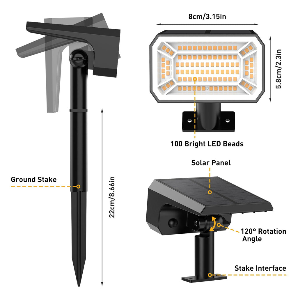 Solar Spot Lights Outdoor, Landscape Spotlights, 8 Pack Warm White