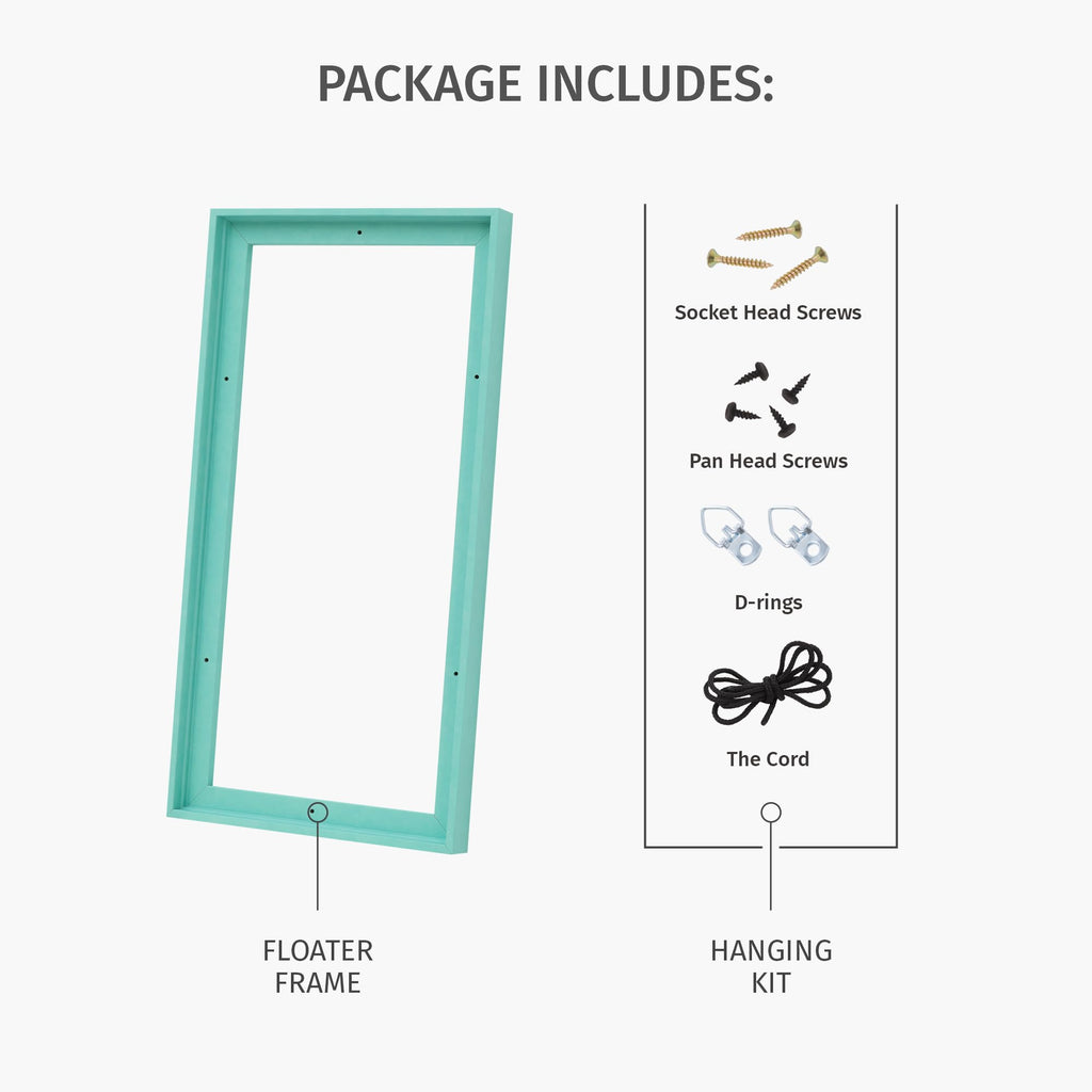 20x30 Floater Frame for Canvas Paintings. 12 Colors. Floating Frame fits 5/8", 3/4" & max 7/8" Deep Stretched Canvas