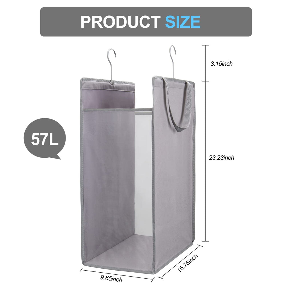 Hanging Laundry Hamper,2 Pack Grey Hanging Laundry Basket