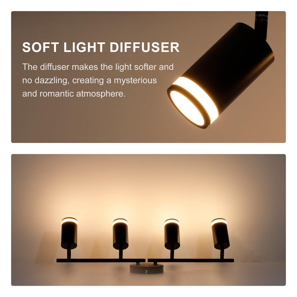 Track Lighting Fixtures Ceiling, GU10 Black Led Ceiling Spotlight, Modern Track Light Kit Bedroom Living Room