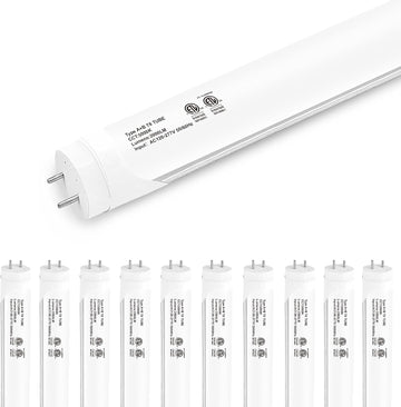 T8 LED Tube Lights 4ft, 48 Inch Fluorescent Replacement Bulbs, 5000K Pure Daylight, Hybrid Type A+B