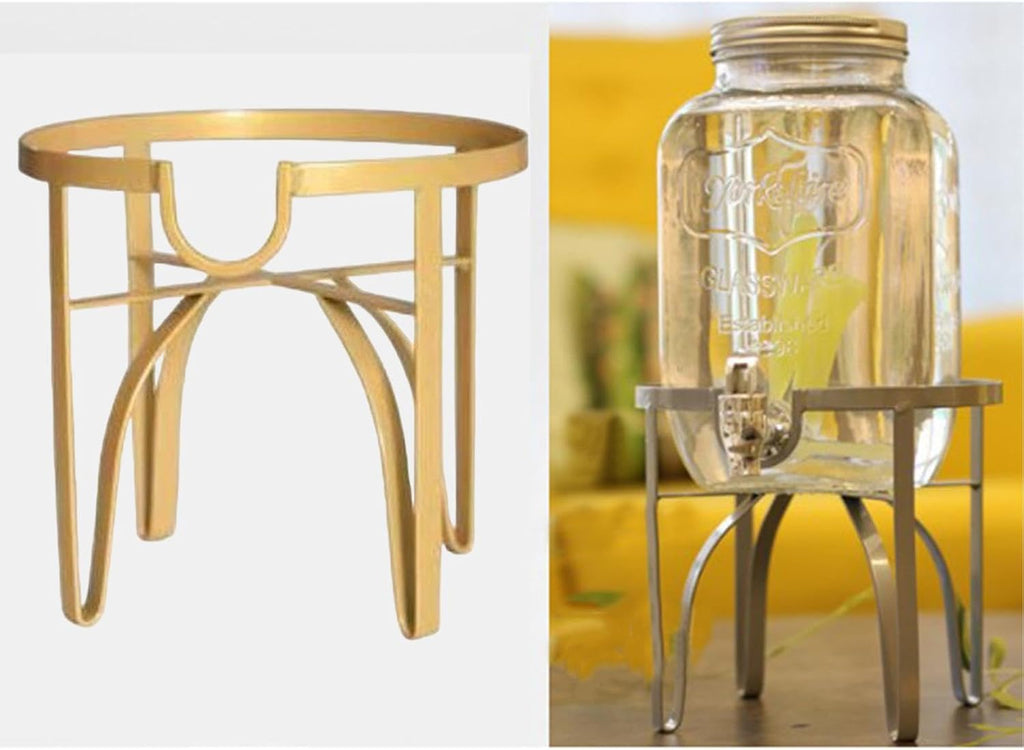 Drink Dispenser Stand for 8L Round Glass Jars, Iron Metal Beverage Holder for Countertop Parties and Events