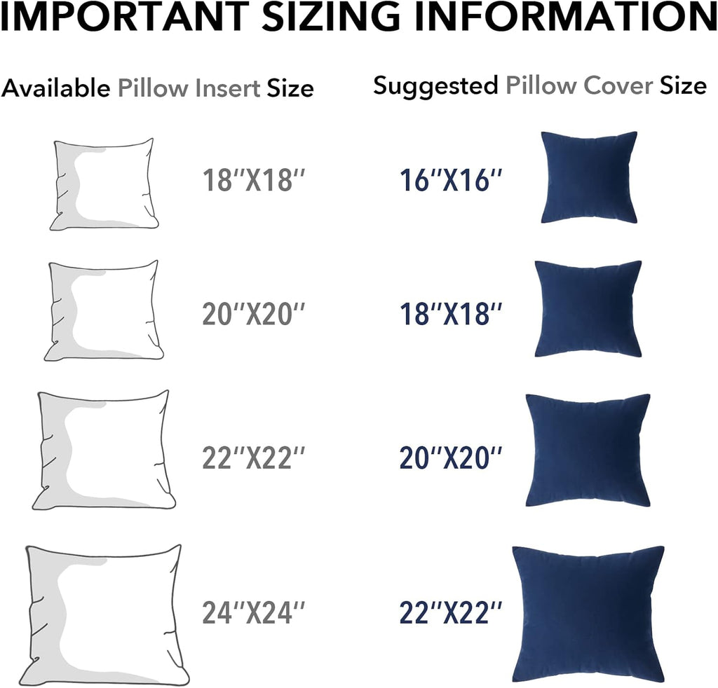 22 x 22 Throw Pillow Inserts - Set of 2