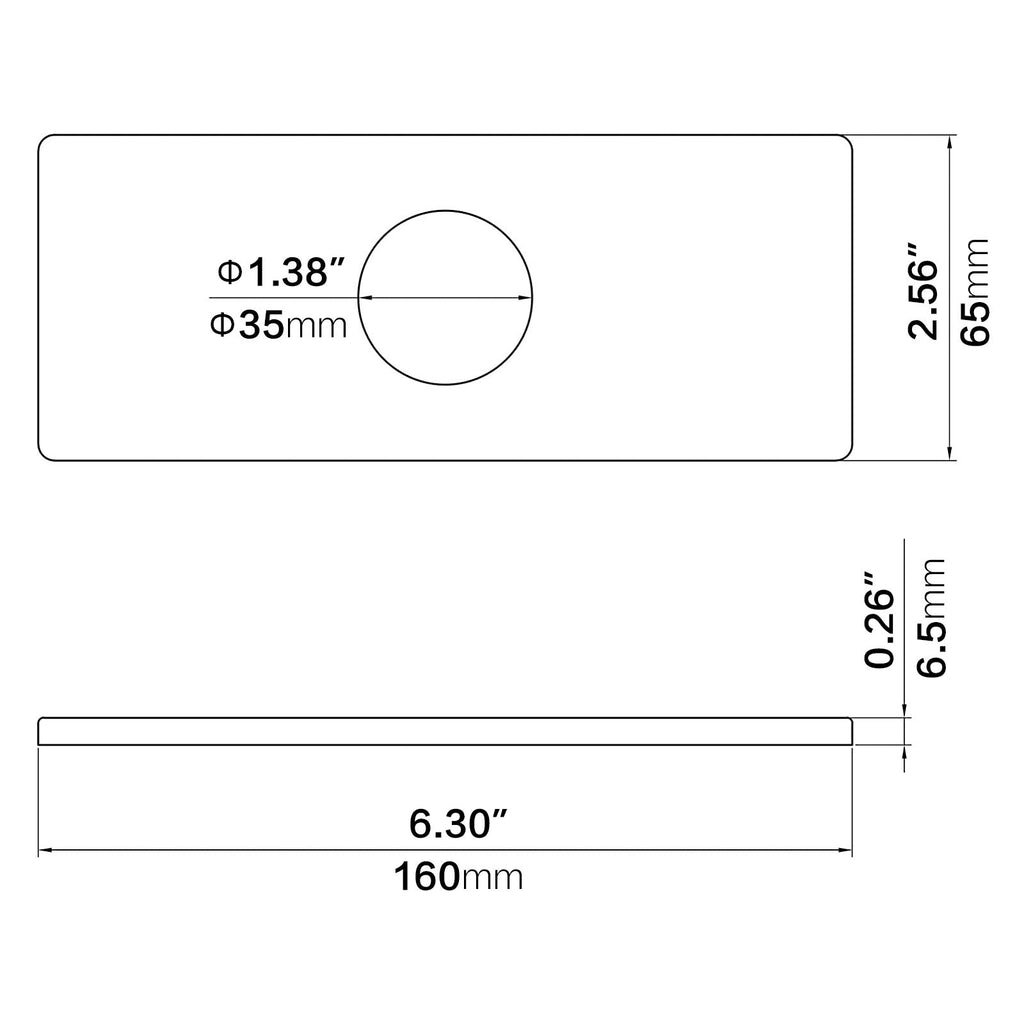6" Hole Cover Deck Plate Vanity Sink, 3-to-1 Bathroom Faucet Escutcheon Plate, Rectangle, Stainless Steel (Matte