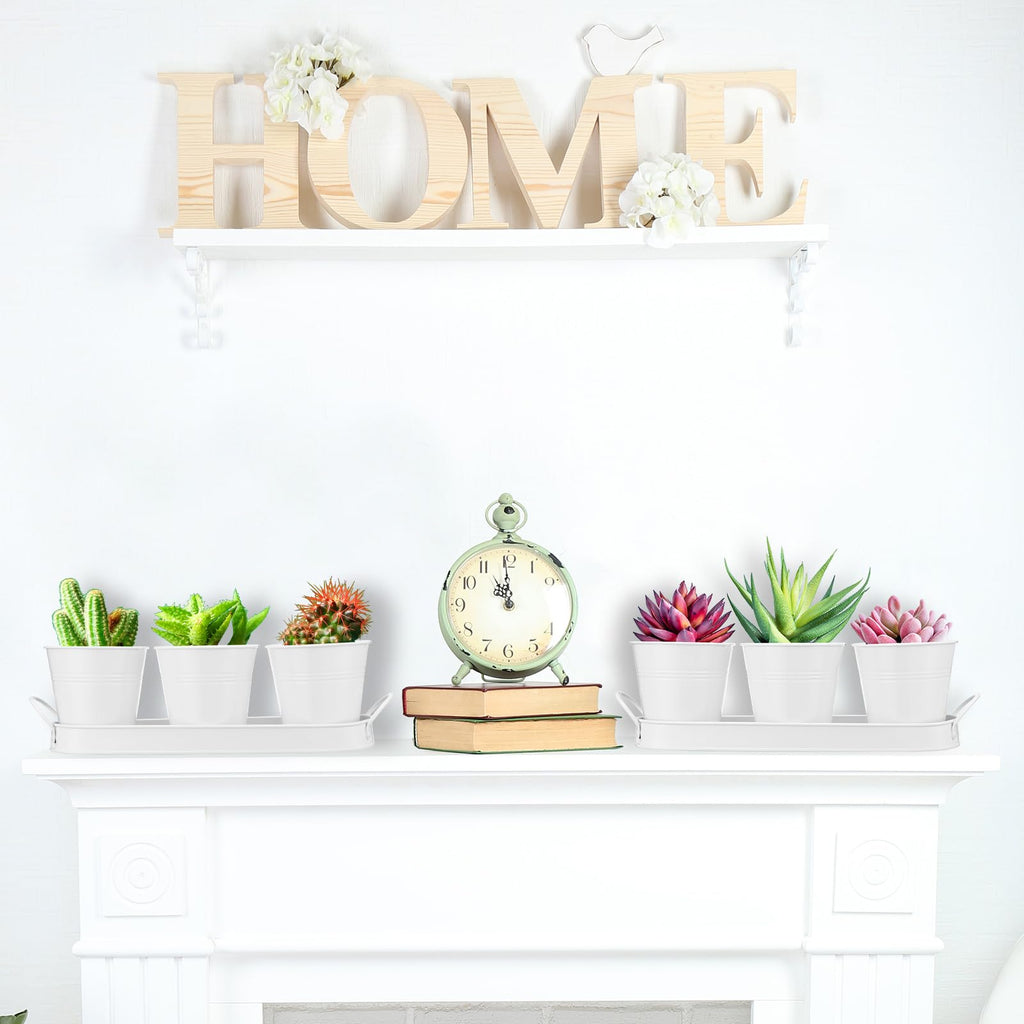 2 Sets Herb Planter with Tray Metal Herb Garden Planter with Drainage Farmhouse Windowsill Pots for Indoor Plants
