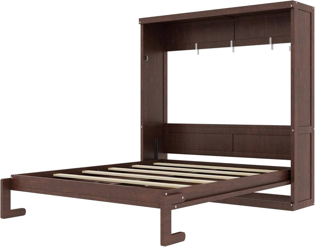 Full Murphy Bed,Modern Hidden Murphy Wall Chest Beds with Space-Saving Design,84.1" Wood Murphy Wall Bed Cabinet with