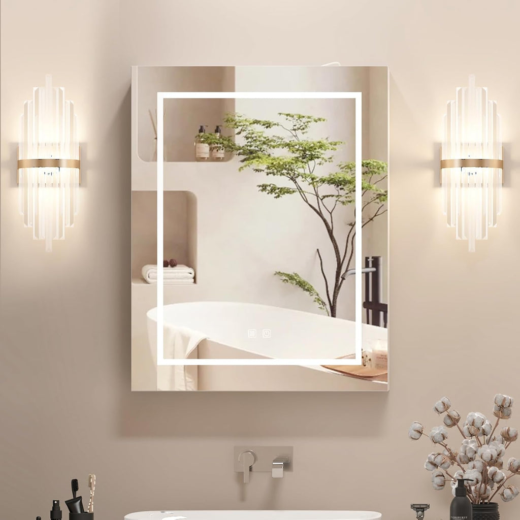 Lighted Medicine Cabinet, Led Medicine Cabinet with Mirror Wall Mounted | Bathroom Mirror Cabinet with Storage