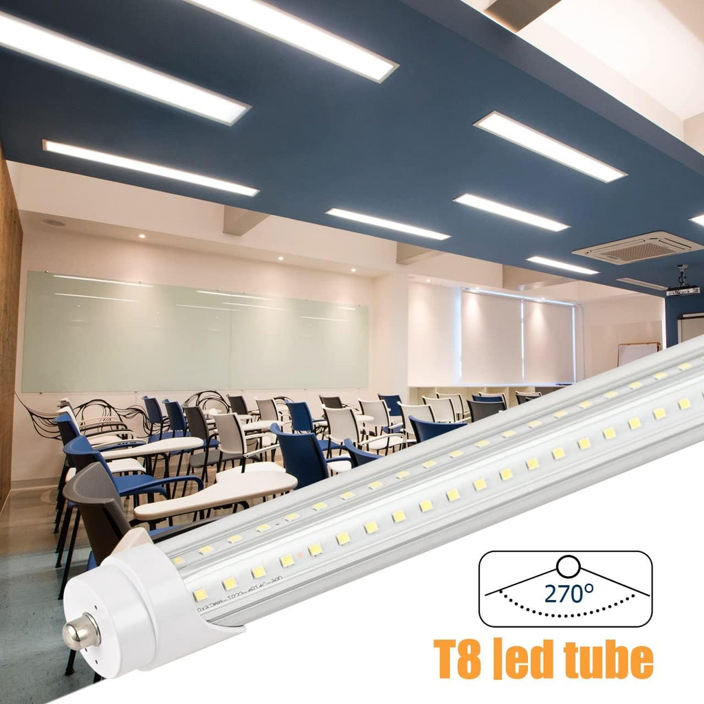 6FT T8 LED Tube Light Bulbs 40W Single pin Fa8 Cap 6000K Daylight with Ultra Bright Dual-Row LEDs,6 Foot T10