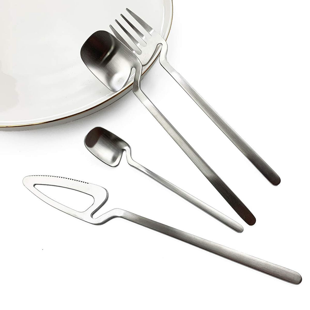 Hangable 24-Piece Silverware Set, Satin Finish Flatware Cutlery Set Service for 6, Knives/Forks/Spoons Included