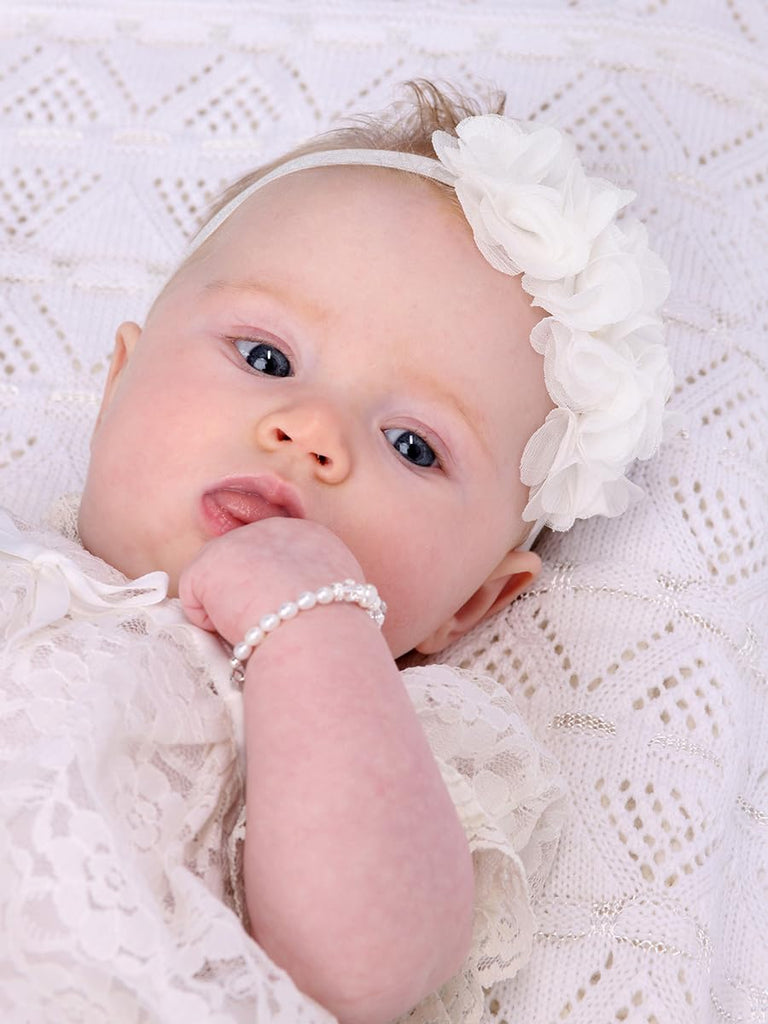 Moments Girls Lace Baptism Shoes & Headband, Light Ivory, Size 1
