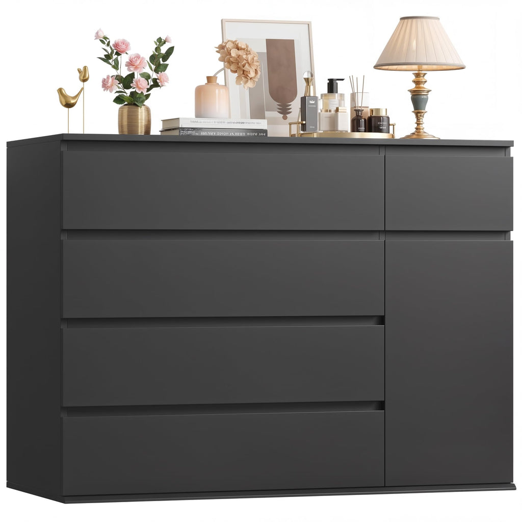 Black, Wide Chest of Drawers