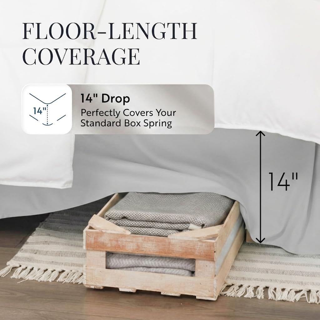 Pleated Bed Skirt, Twin, Light Gray