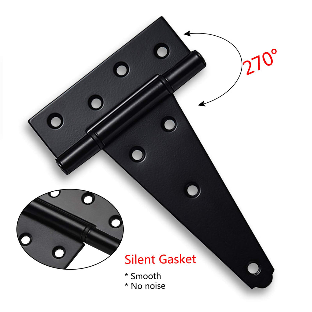 Gate Hardware Kit Heavy Duty, with Self Locking Gate Latch, 6 inch T Strap Gate Hinges and 10 inch Gate Door Handle
