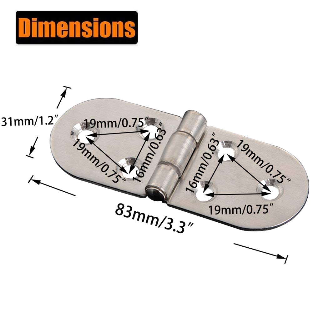 4Pcs 90 Degree Solid Hinge, Cabinet Door Hinges, Flush Cabinet Hinges, with Screws (Silver)