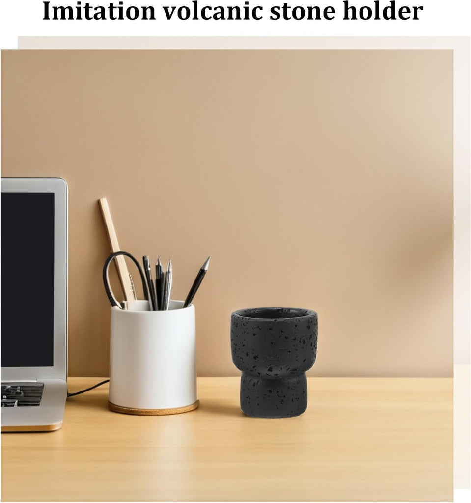 Travertine Match Holder | Concrete Matchstick Holder Jar for Candles or Bathroom Decor | 3.2x2.7x2.7in Storage Box