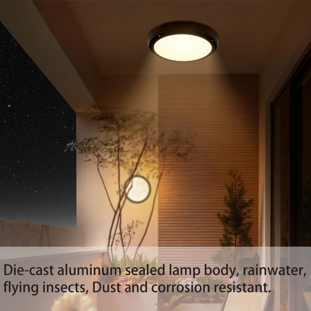 LED Flush Mount Ceiling Light, 8.5Inch Outdoor Wall Lights, IP65 All Aluminum Sealed Damp, 3000k, 15W Round Modern Simple