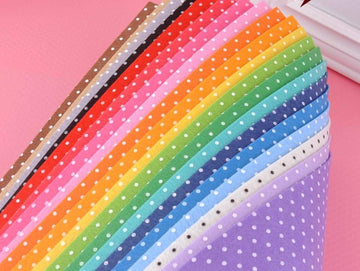 20 Color Printed Multi Colored Polka Dots Felt Sheets - 30cm x 30cm Polyester Nonwoven Felt Fabric
