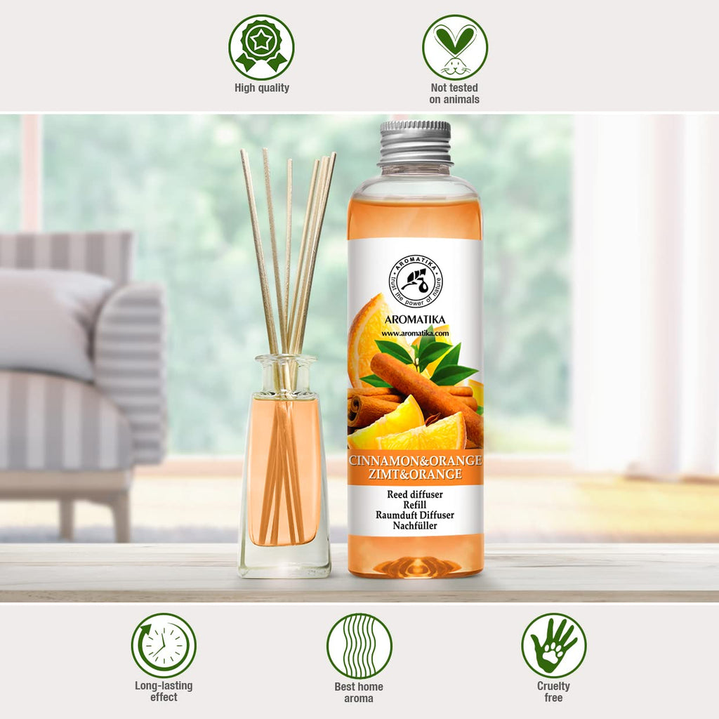 Cinnamon - Orange Diffuser Refill 6.8 Fl Oz (200ml) - Intensive - Fresh & Long Lasting Fragrance - Good for