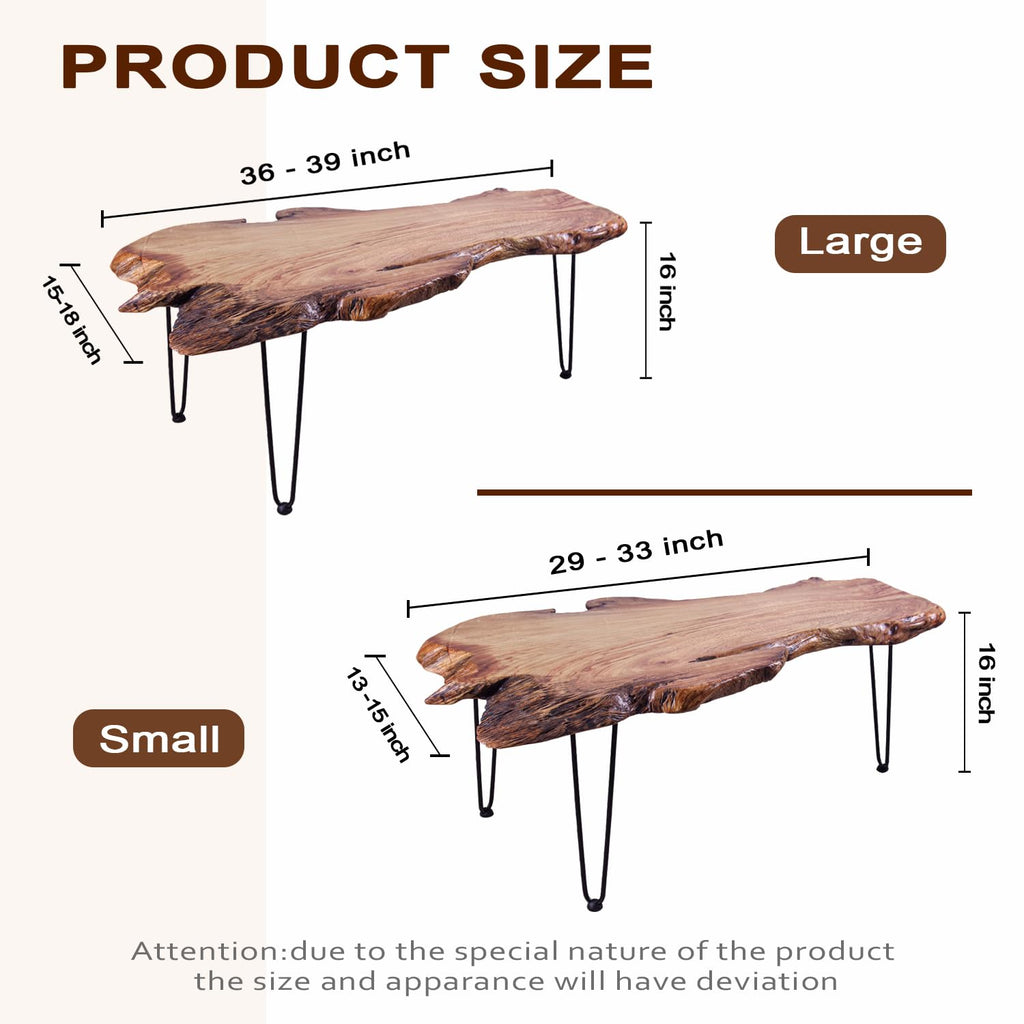 Natural Wood Coffee Table, Unique Live Edge Coffee Table