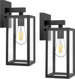 Outdoor Wall Sconce, Exterior Waterproof Wall Lantern Light Fixtures, Black Porch Lights with Toughened Glass Shade