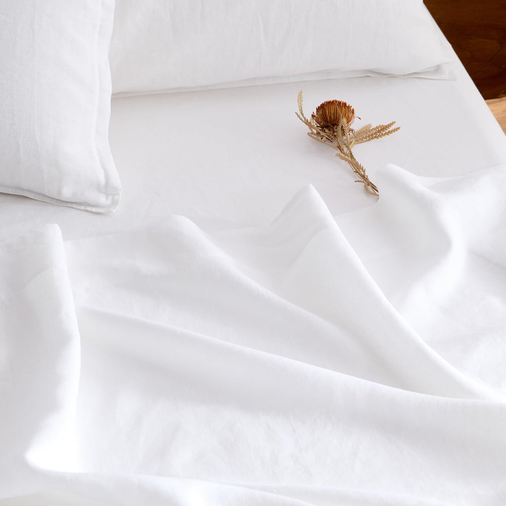 Linen Sheets Set, 100% French Washed Linen Sheets Deep Pocket Sheets, 4Pieces(1Flat Sheet, 1Fitted