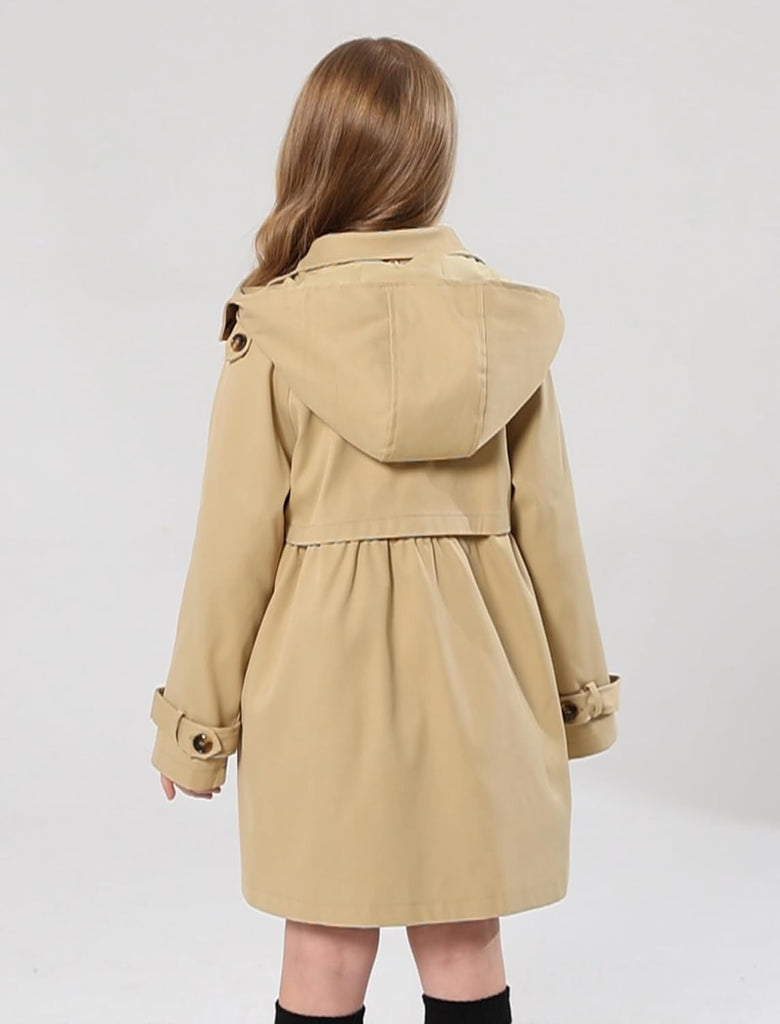 Girl's Trench Coat Hooded Waterproof rain jacket