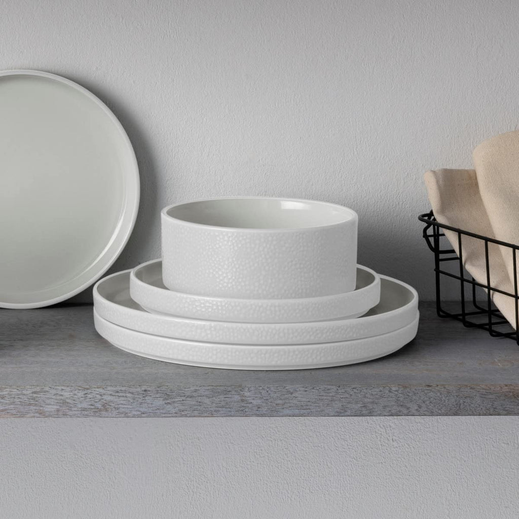 ColorTex Stone White 16-Piece Dinnerware Set, Service for 4