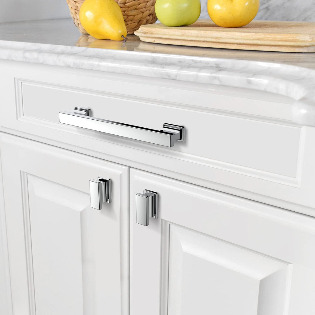 6 Pack 5 inch Polished Chrome Kitchen Cabinet Handles