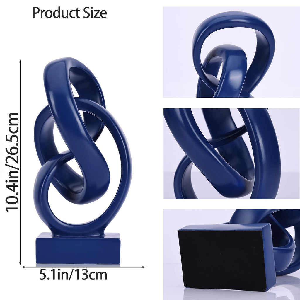 Abstract Blue Knot Sculpture, Geometric Decorative Statue, Blue Decor Coffee Table Bookshelf Top, Office TV Cabinet