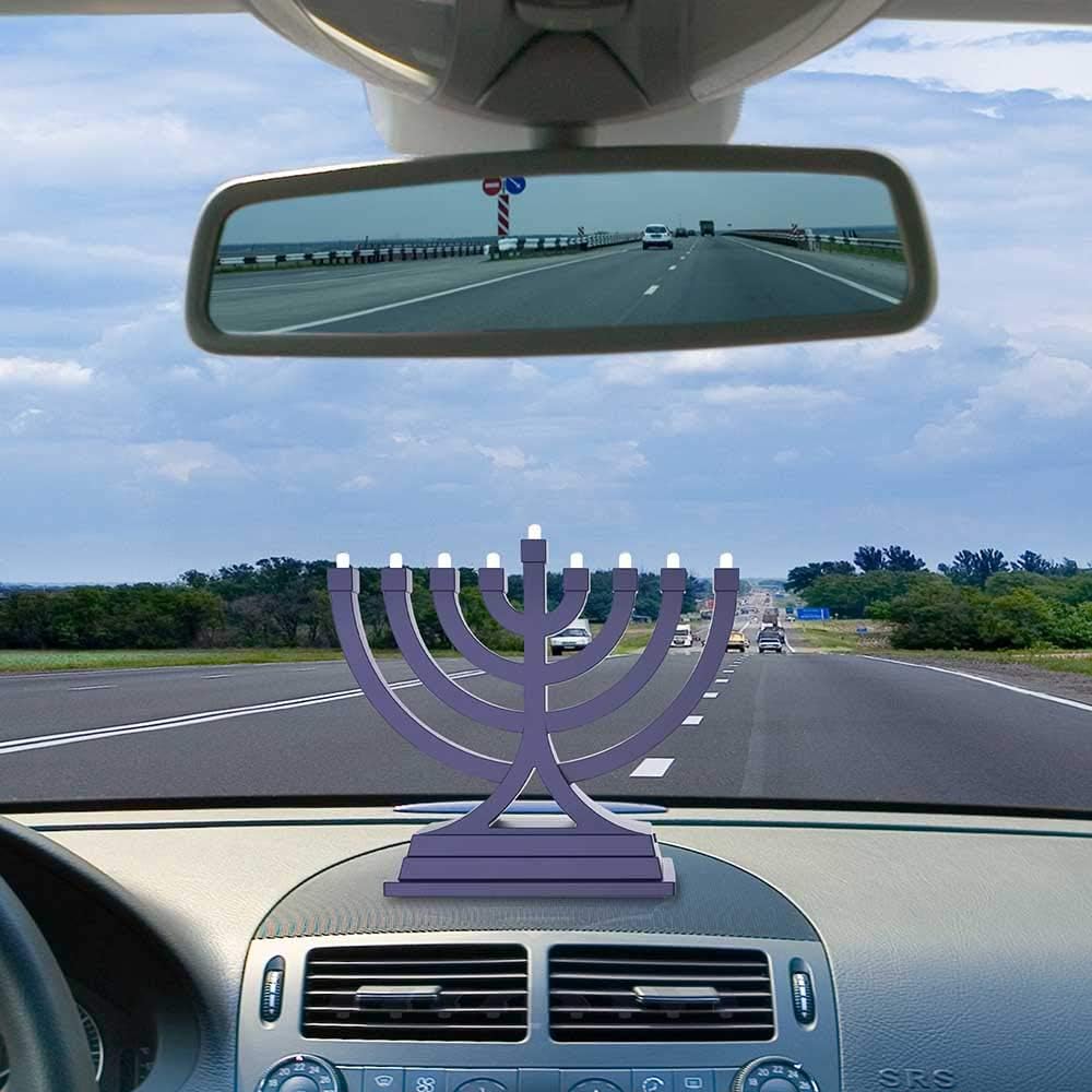Zion Judaica Mini LED Hanukkah Battery or USB Operated - Multiple Light Settings On The Go Hanukkiah for Chanukah