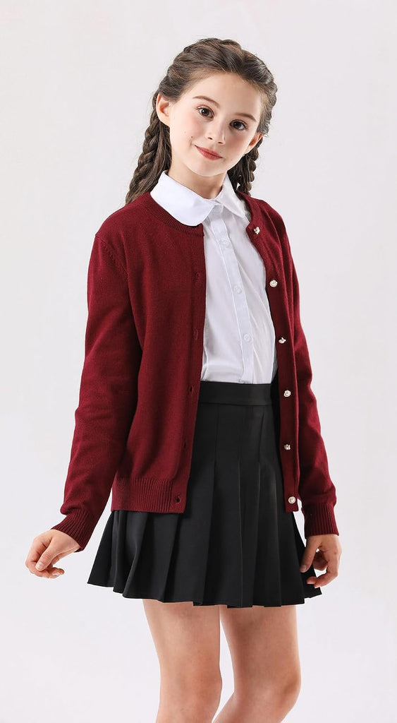 Sweater School Uniforms Button Long Sleeve Knit Tops