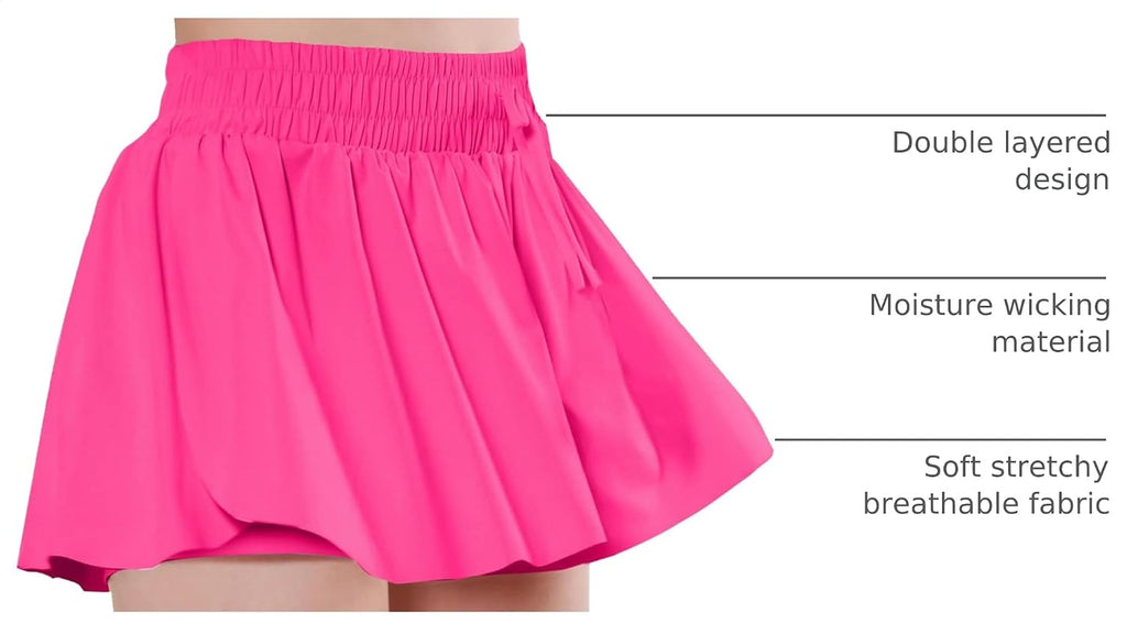 Girls Butterfly Shorts Athletic Flowy Cheer Dance Skorts Teen